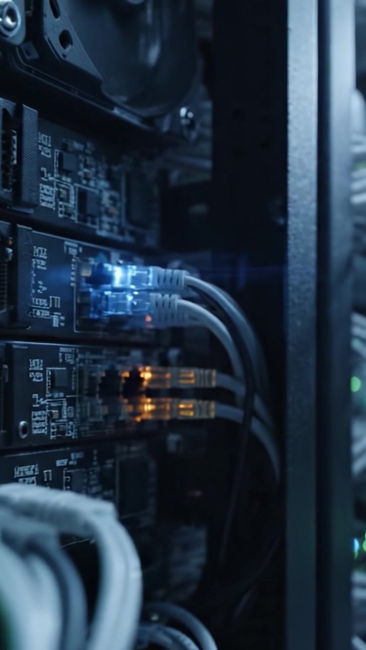 Exploring the Intricate Connections of Server Racks: A Close-Up on Networking Equipment and Data Infrastructure Highlighting Connectivity and Technology