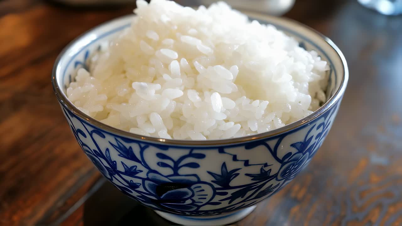 Un plato de arroz blanco cocido