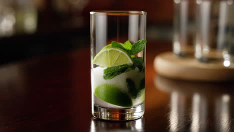 preparation of a refreshing mojito cocktail