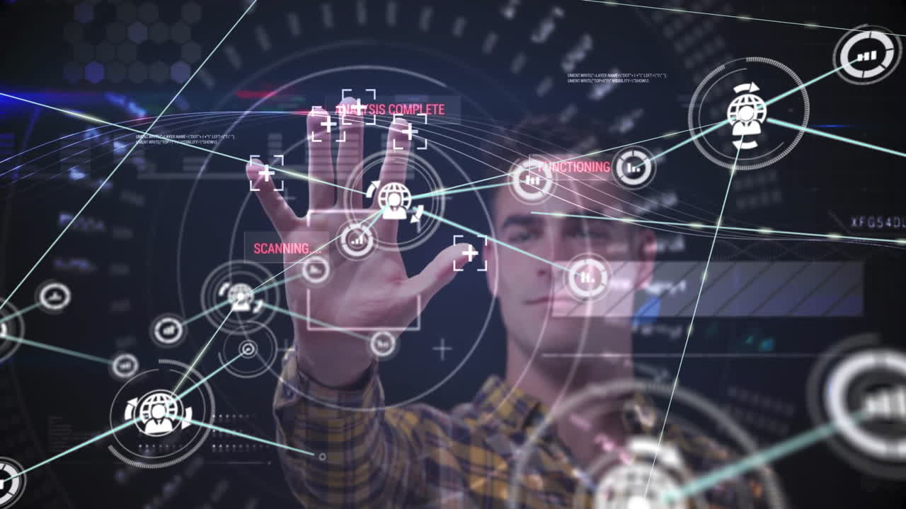 Interacting with animation, person scanning and processing data on digital interface