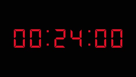 31 second timer counting down from 30 to zero with minutes, seconds and hundreths of seconds, with red digits