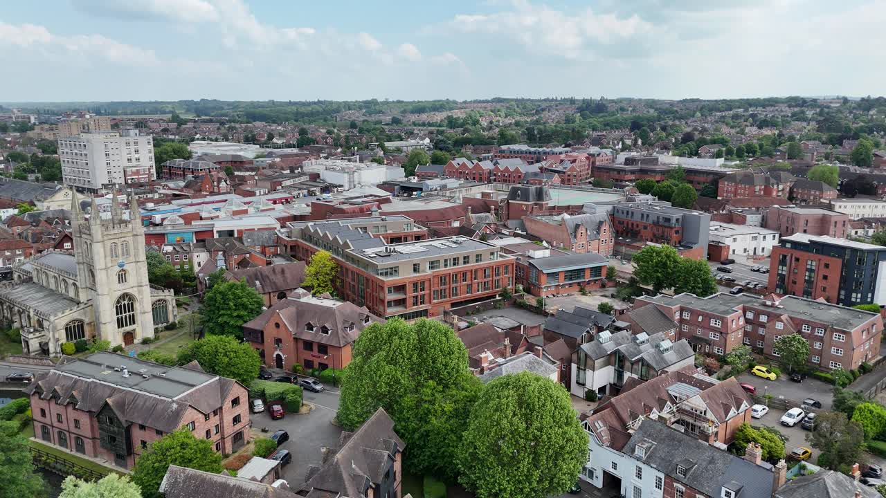 Newbury Berkshire town centre and drone,aerial