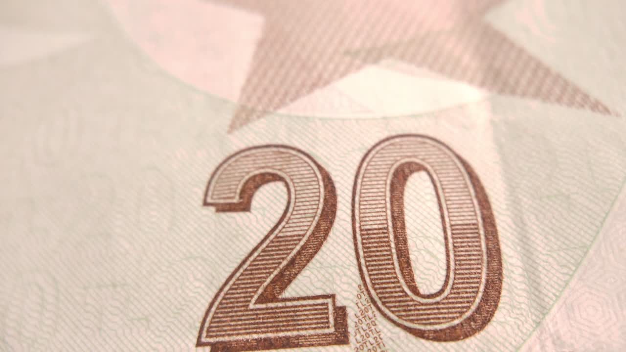 mustafa kemal ataturk en turquía billete de 20 liras de rotación lenta