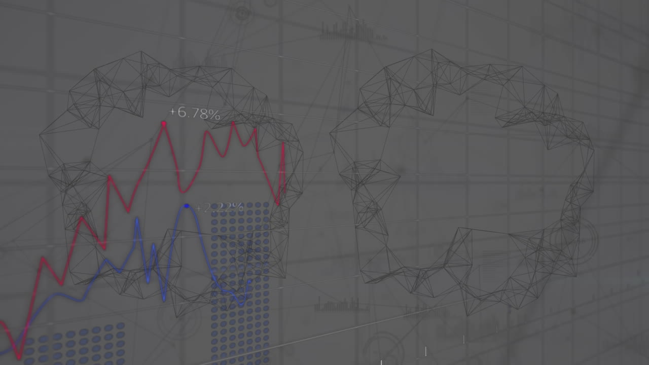 animación de la red de conexiones con iconos sobre fondo blanco