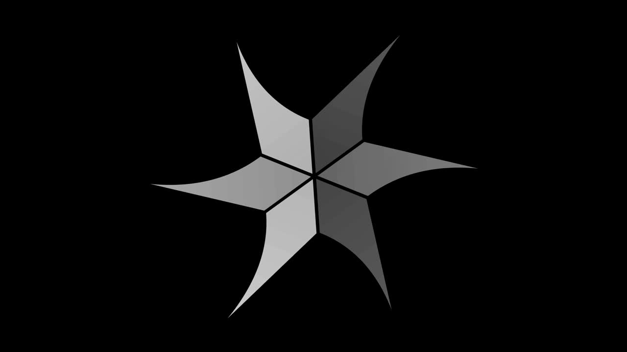 objeto gráfico en blanco y negro con efecto estroboscópico e hipnótico, que gira en el sentido de las agujas del reloj disminuyendo el tamaño de pantalla completa a desaparecer en el centro, en formato de video 16: 9