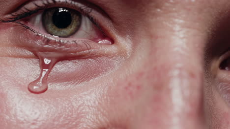 Close-up of a woman's eye with a tear