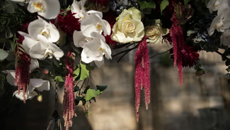 Orchid - rose floral decoration, red and white tones
