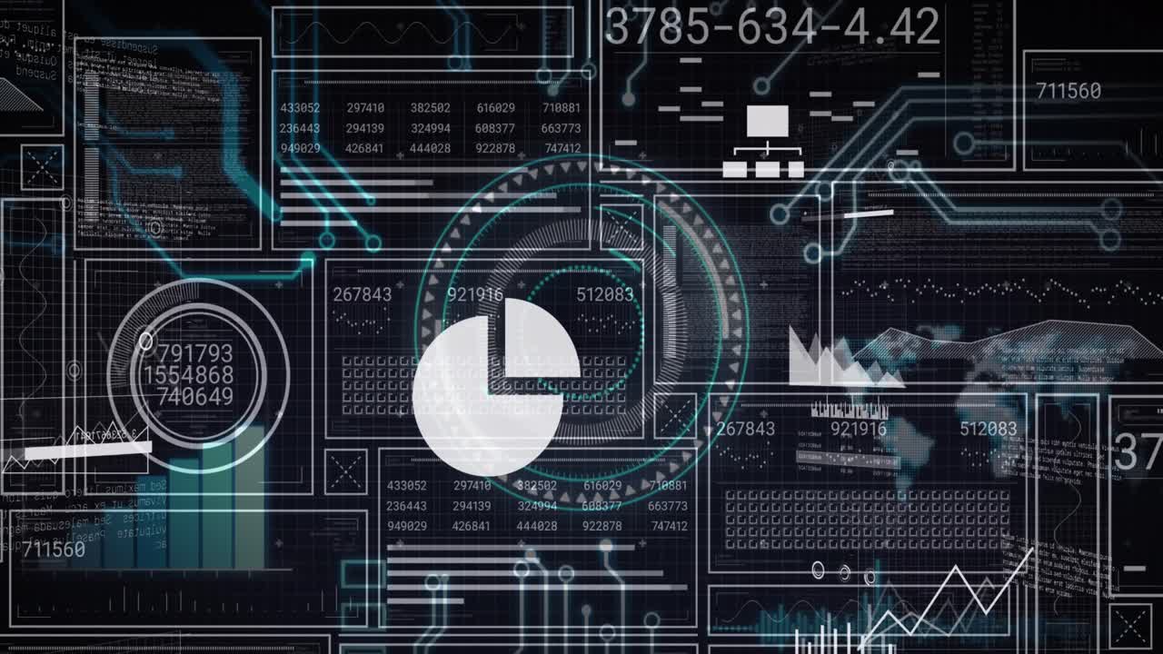 어두운 배경에서 데이터 처리의 애니메이션