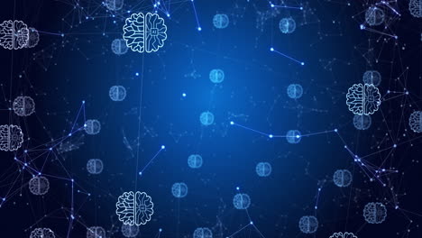 animación de la red de conexiones con iconos en fondo azul y negro