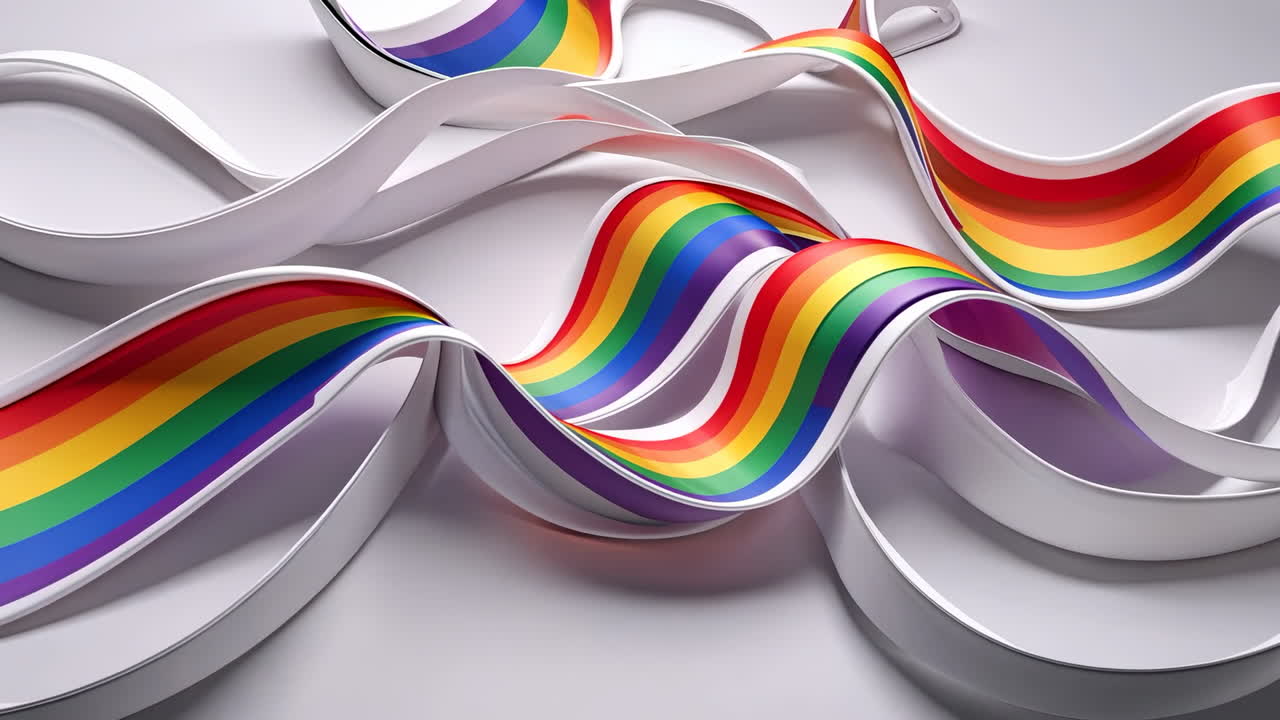 Abstract Wavy Rainbow Pride Ribbons