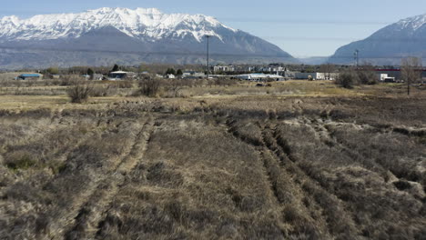 utah landscape with wasatch mountains in background - aerial flight