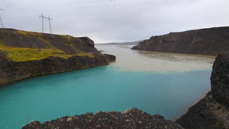 Blauer-Und-Brauner-Fluss-In-Island