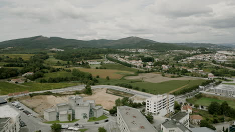 Panoramic-Aerial-View-of-Lousada-outskirts,-Portugal