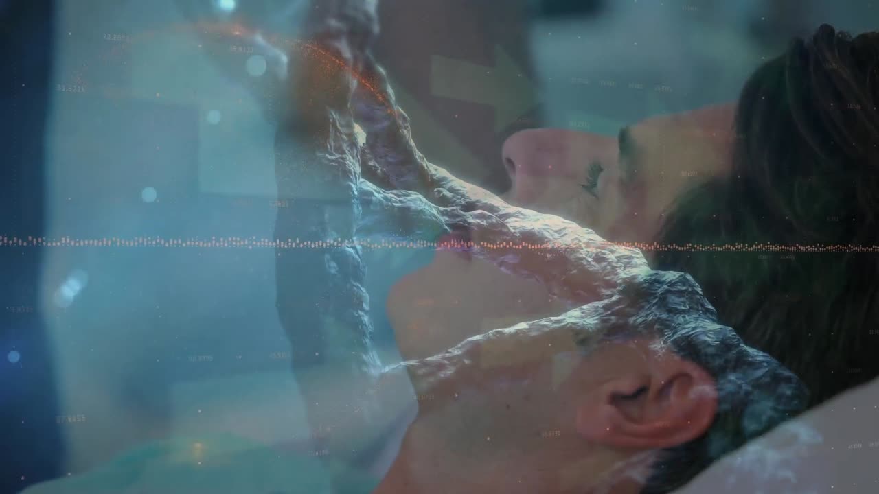 dna 줄을 회전시키고 데이터를 처리하는 애니메이션