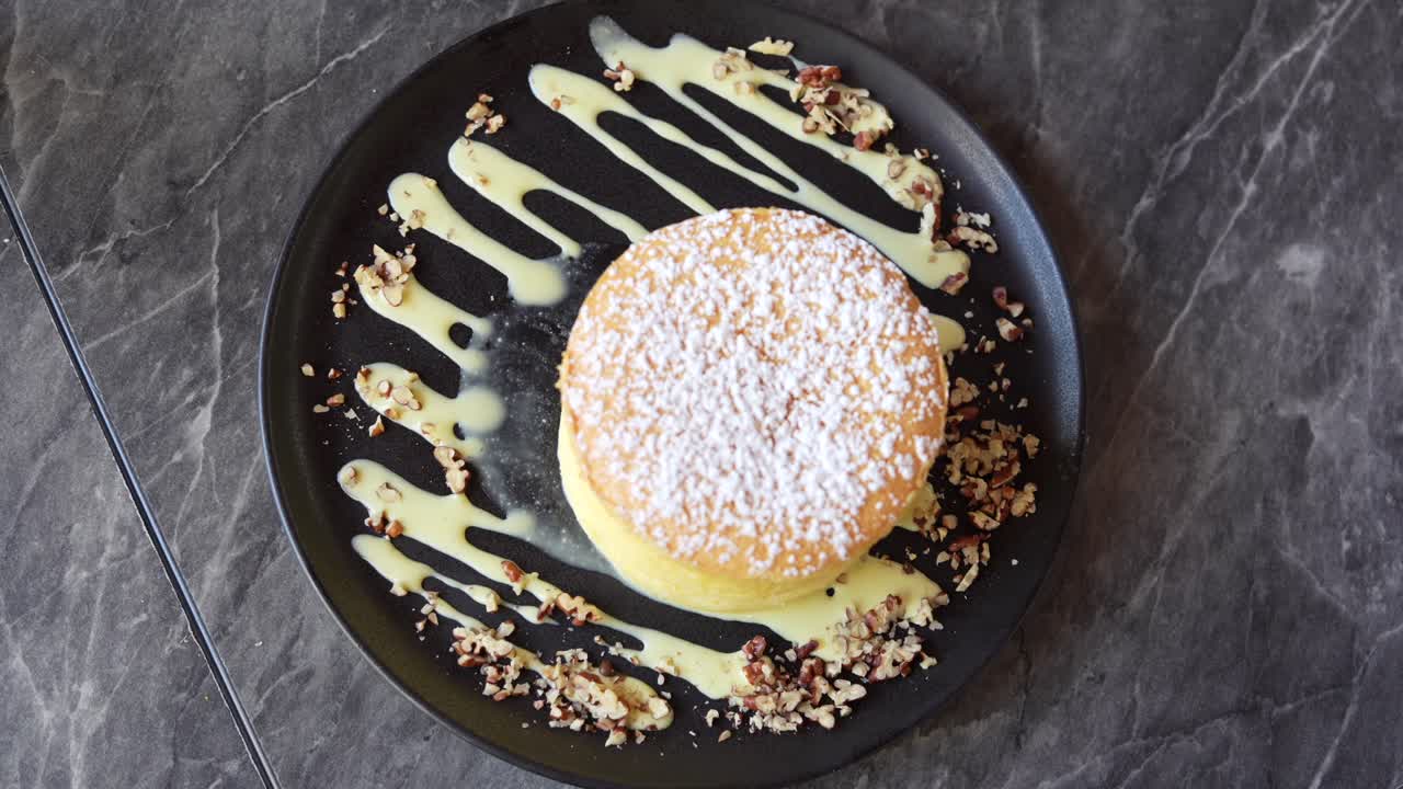 Japanses Cake Delicious Desert Dish. Top View