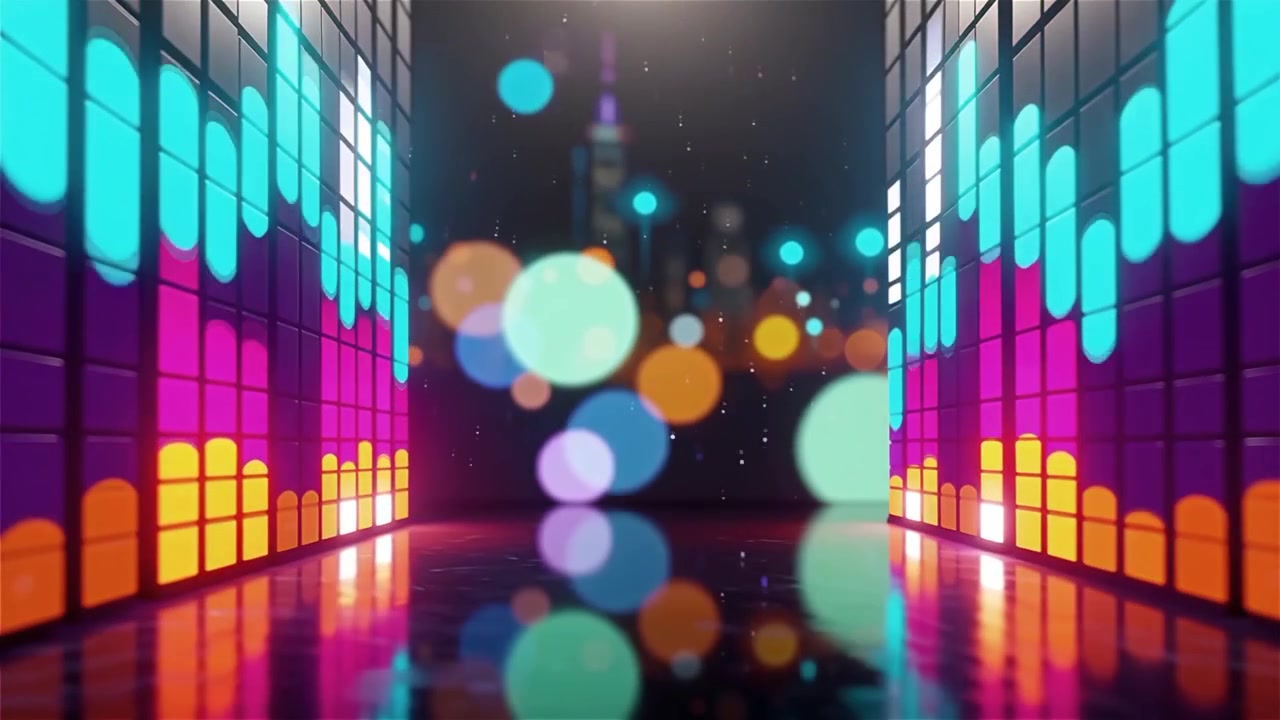 Futuristic Rainbow Neon Music Equalizer Visualizer Background
