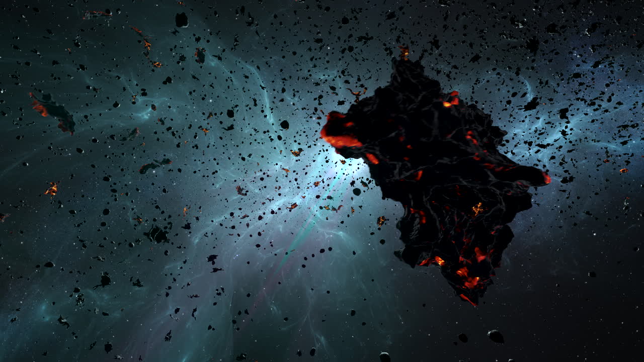 colisión de asteroides en el espacio profundo