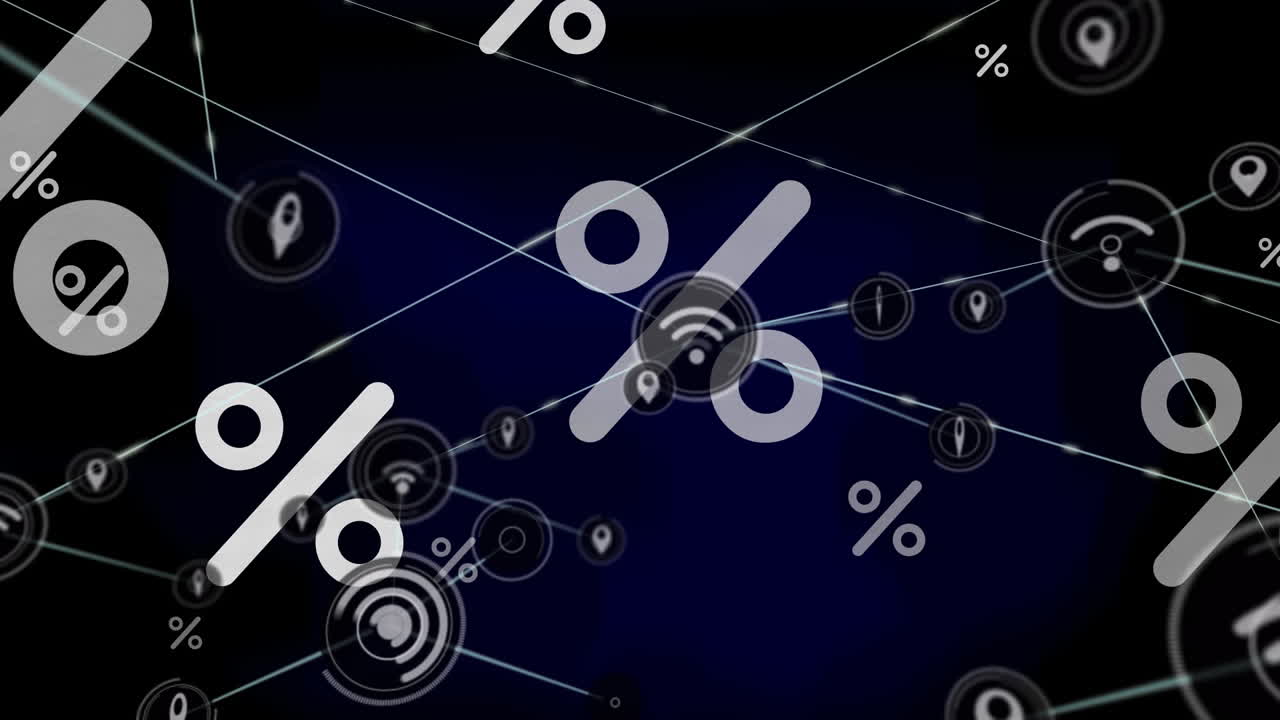 animación de la red de conexiones sobre el porcentaje en fondo negro