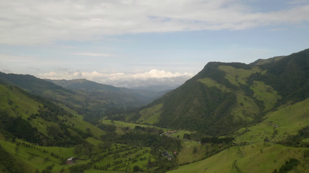 거꾸로 촬영하면 콜롬비아의 코코라 계곡과 밀랍 야자나무가 드러납니다.