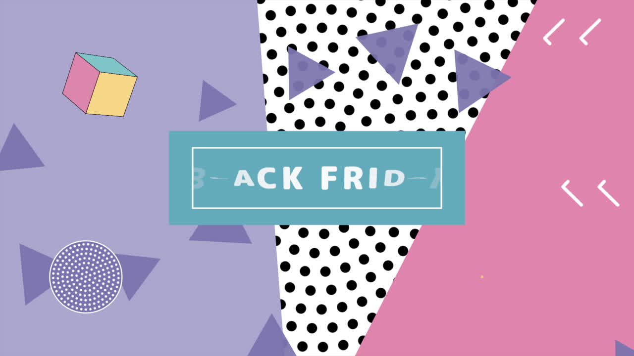 texto de animación viernes negro y movimiento formas geométricas abstractas fondo de memphis 5