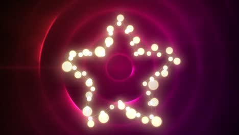 animación de la decoración de navidad luces de hadas con espacio de copia sobre círculos rosados