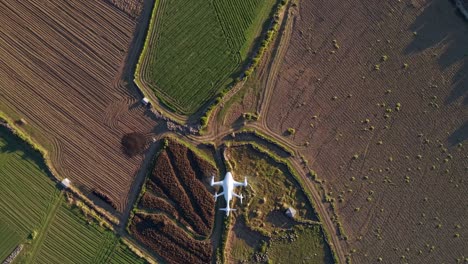 drone over agricultural fields