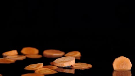 fall pieces of carrot into the water.