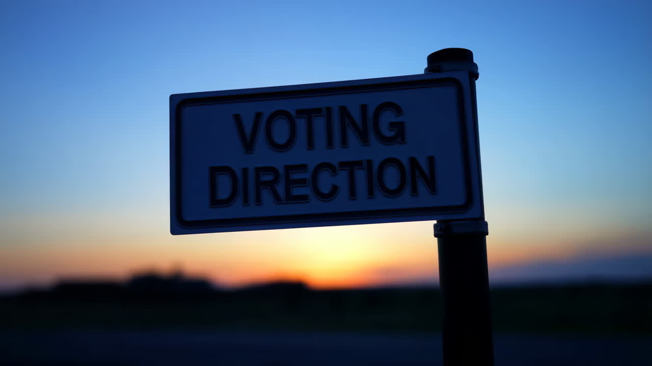 Voting Direction Sign at Sunset