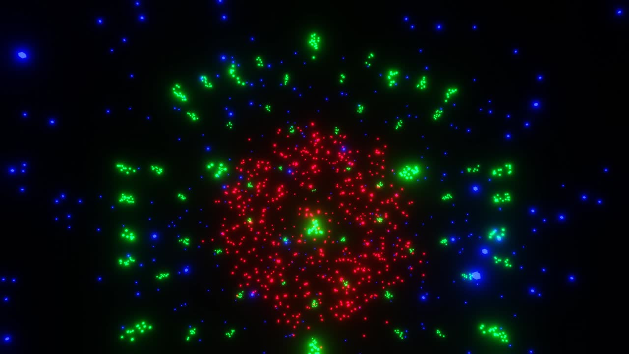 모션 그래픽 루프 빨간색, 초록색 및 파란색 불꽃놀이를 검은색 배경에서 축하합니다.