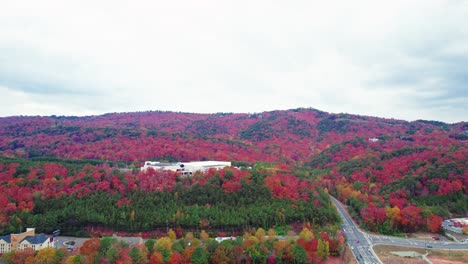 Vista-Aérea-Que-Captura-El-Vibrante-Follaje-De-Otoño-Que-Cubre-Las-Colinas-De-Dalton,-Georgia.