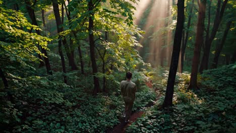 la luz del sol filtrándose a través de un bosque
