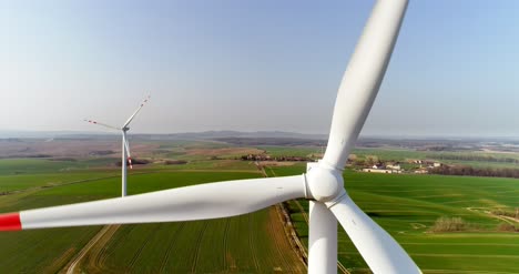 aerial view of windmills farm power energy production 64