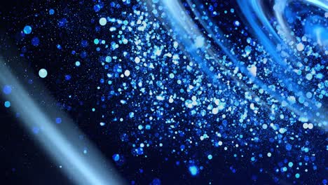 animation of blue lights over glowing blue and white particles floating on black background