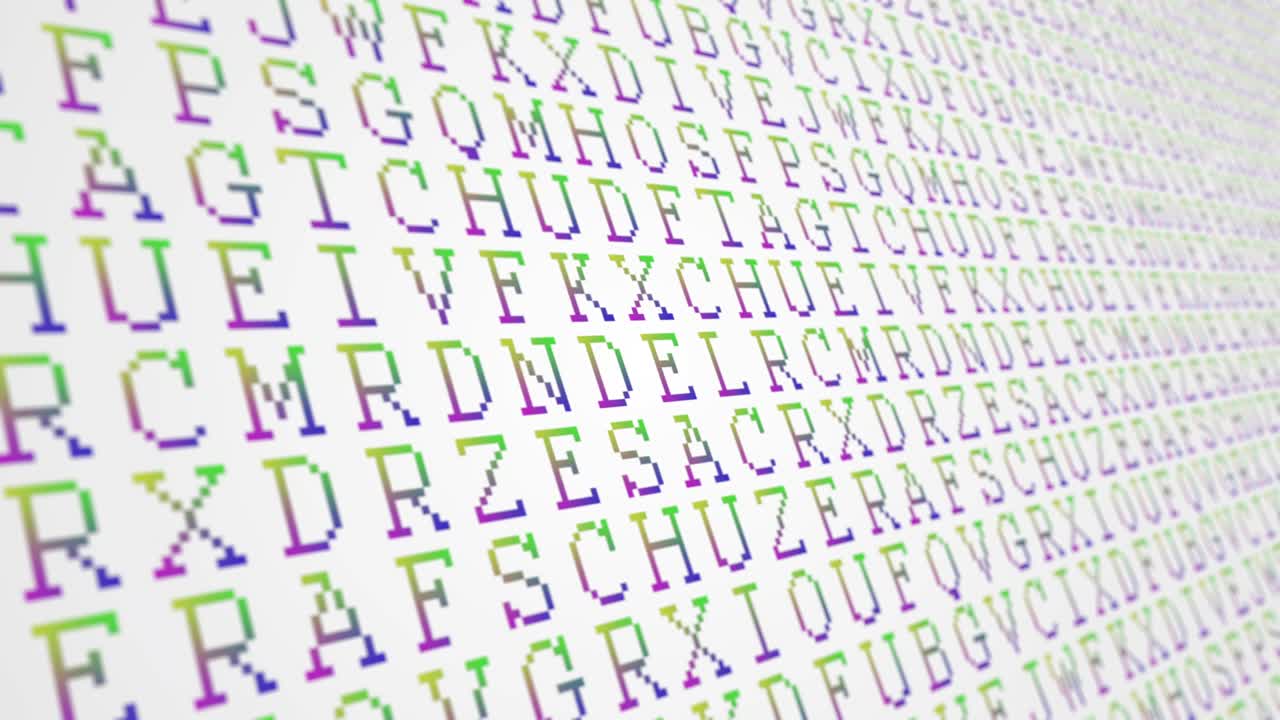 lettres de l'alphabet modèle de gradient rgb en gros plan arrière-plan animé