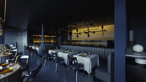 elegant restaurant interior with modern design and ambient lighting
