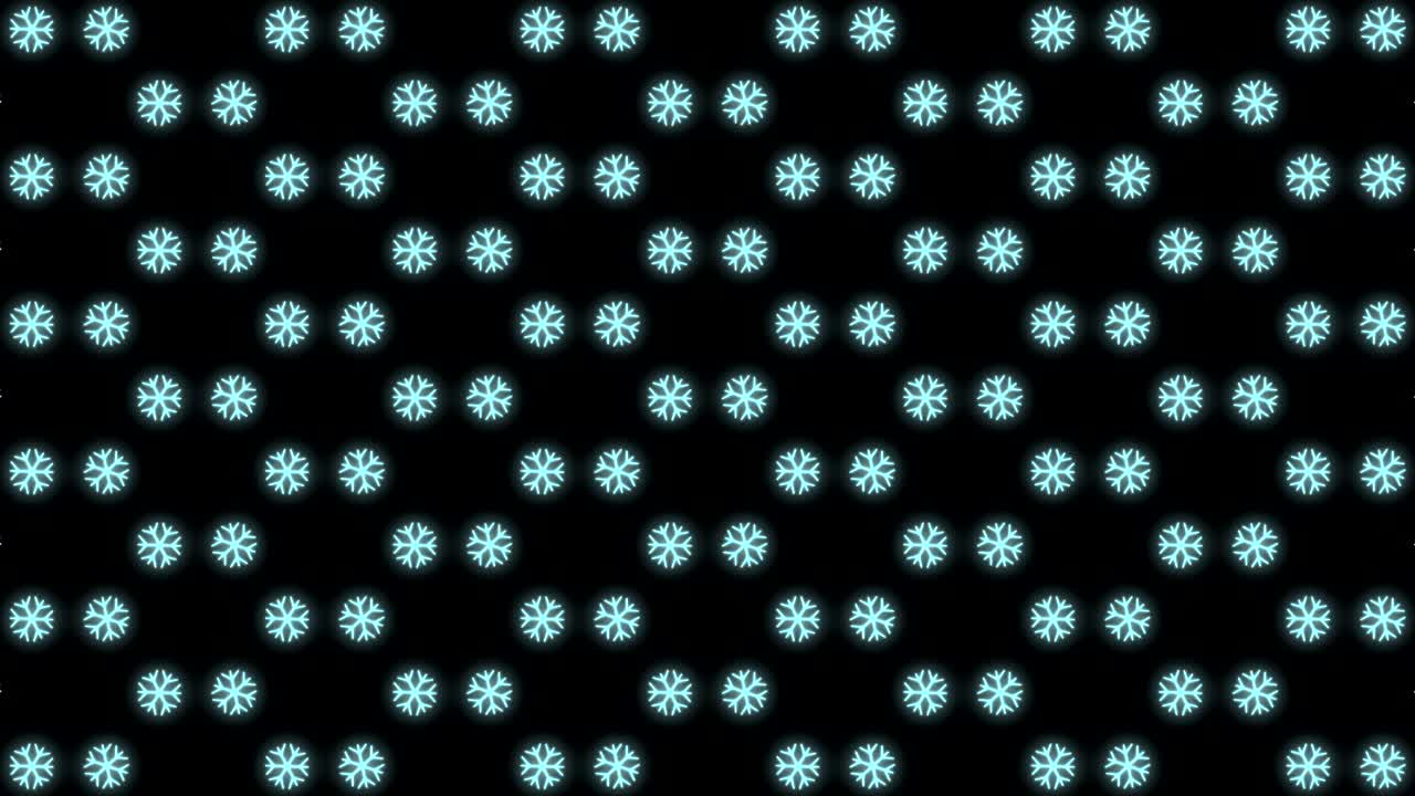 흰색과 검은색 반복 애니메이션에서 눈송이의 네온 크리스마스 패턴 배경