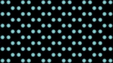 fondo de patrón navideño de neón de copo de nieve en animación de bucle blanco y negro