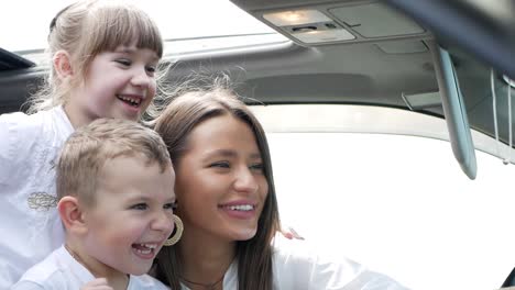 happy family in a car