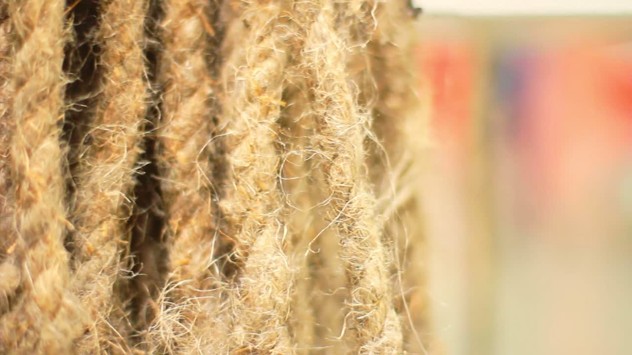 린스 로프. 천연 재료 로프. 린스 질감.