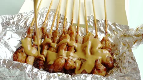 chicken satay or skewer chicken with its sauce