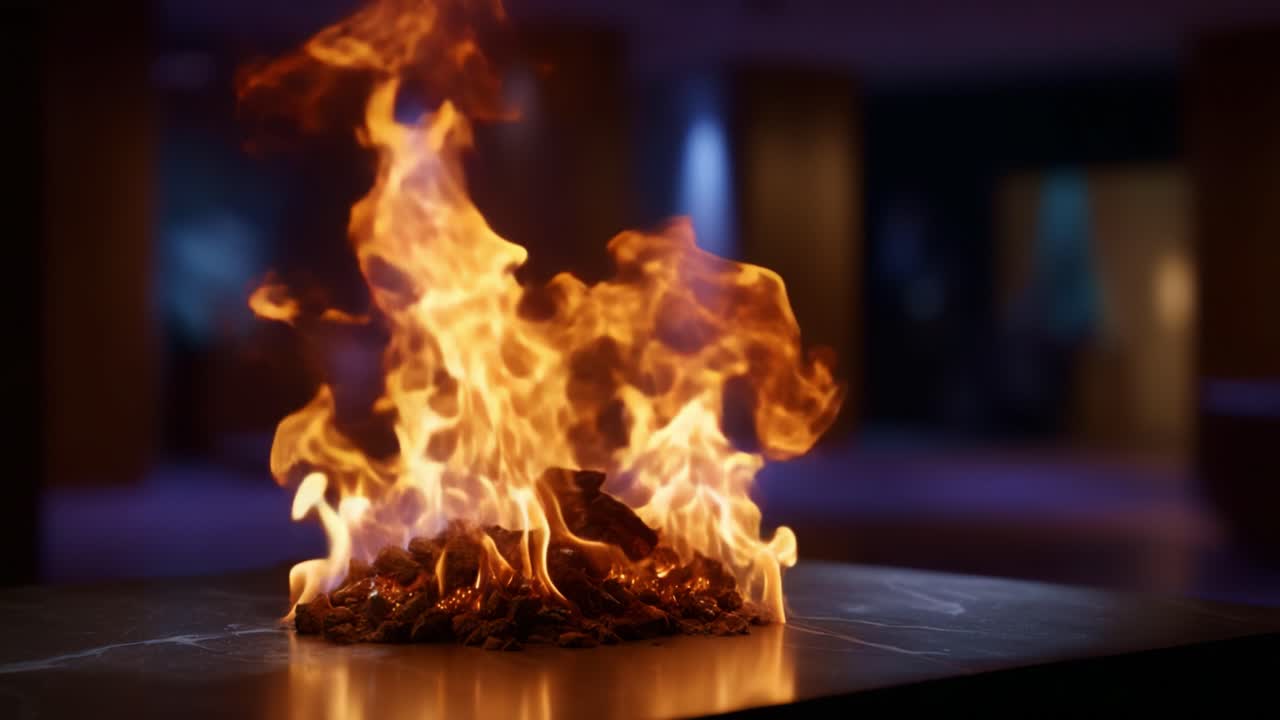 Lively Flames Dancing on a Surface, Capturing the Essence of Fire's Movement, Heat, and Energy in a Dynamic and Fiery Display of Natural Elements