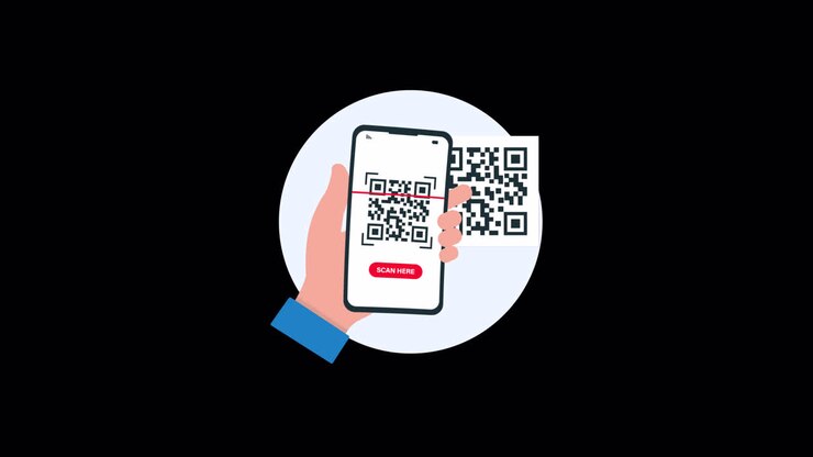 Animated Hand Scanning QR Code with Smartphone