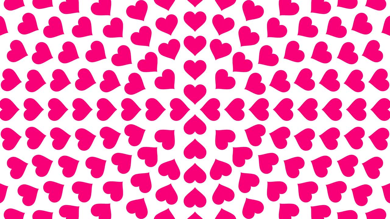 símbolo de corazón rosa patrón de círculo de papel animado de bucle de flip 4k en fondo blanco