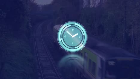 Animation-of-clock-moving-fast-over-train