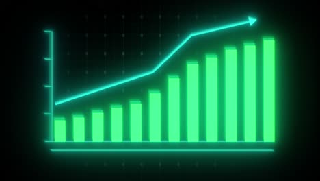 gráfico de barras de crecimiento verde neón