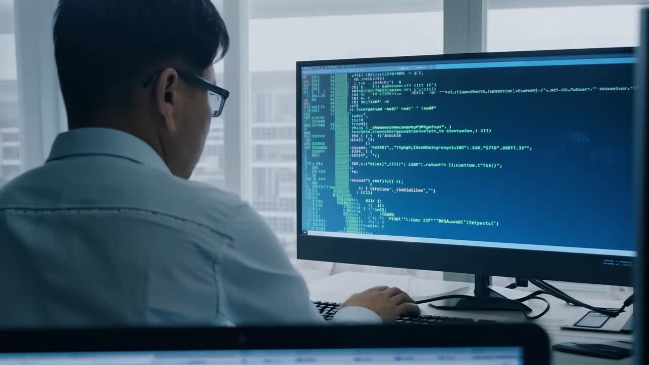Man programming on a computer