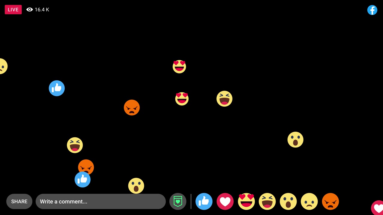 Facebook Live Bottom Emoji Reactions Overlay Landscape
