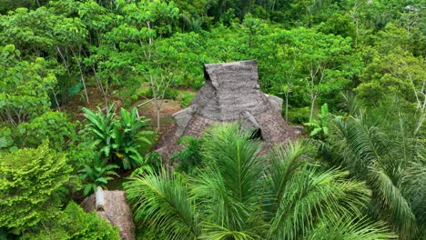 Maloca-En-La-Selva-Del-Peru-Cerca-De-Iquitos,-Casa-De-Meditacion,-Ceremonias,-Ayahuasca,-Cambpo,-Yoga,-Plantas-Maestras,-Medicina