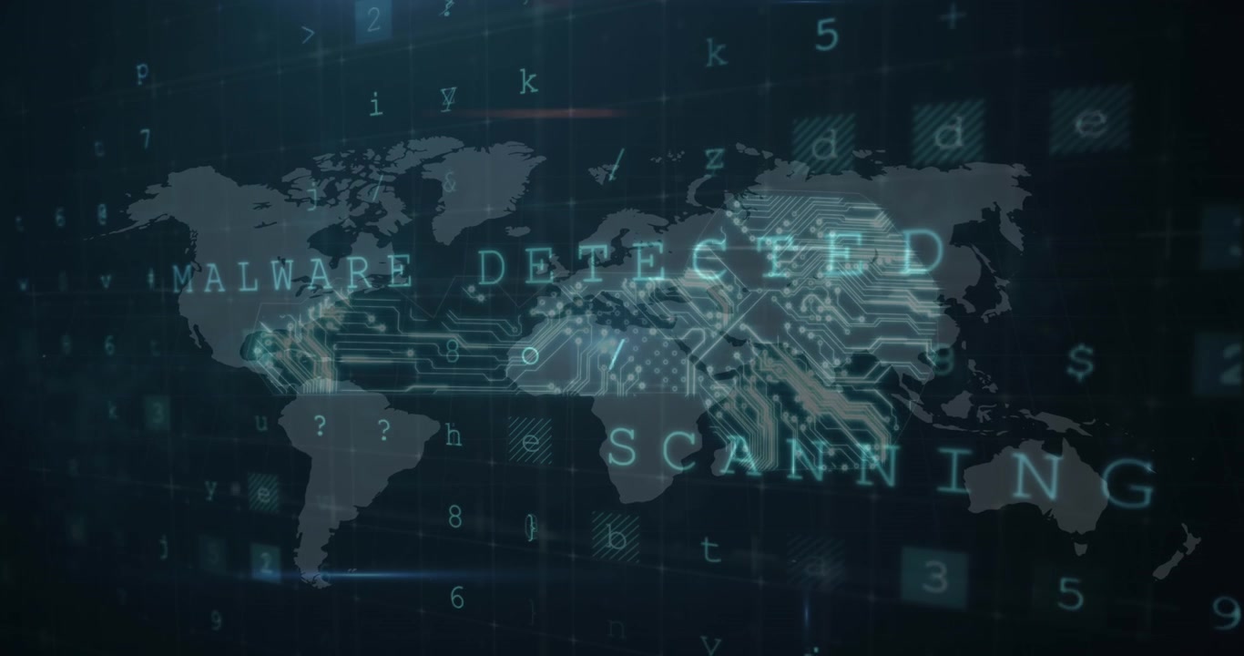 Animation of data processing over world map