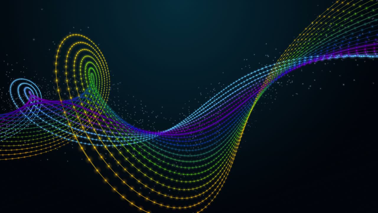 천천히 움직이는 입자 줄무 객체와 함께 미래 애니메이션, 4096x2304 루프 4k